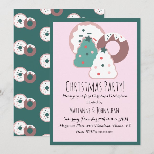 Invitation Décorations de donut pour les friandises de Noël t (Devant / Derrière)