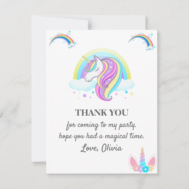 Invitation Décorations de fête d'anniversaire de la Unicorn (Devant)