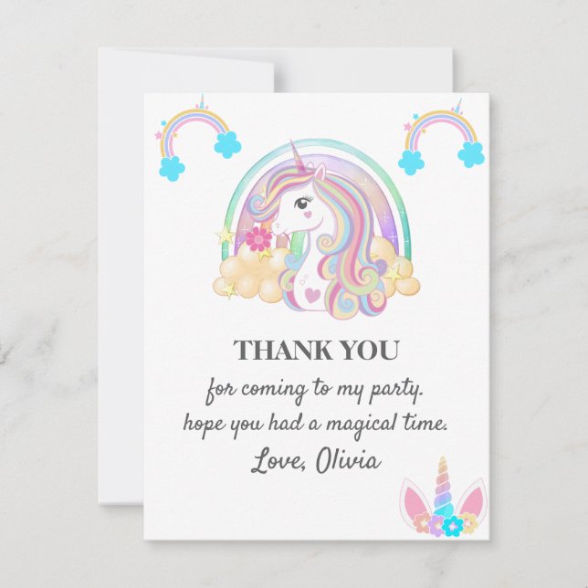 Invitation Décorations de fête d'anniversaire de la Unicorn (Devant)