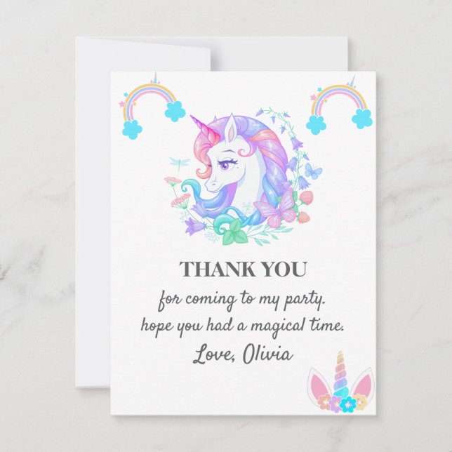 Invitation Décorations de fête d'anniversaire de la Unicorn (Devant)
