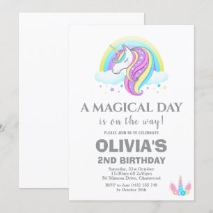 Invitation Décorations de fête d'anniversaire de la Unicorn