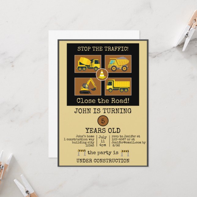 Invitation Décorations de la fête des Anniversaires de enfant (Devant/Arrière en situation)