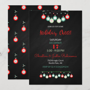 Invitation Décorations de Noël Rouge Vert Tableau Noir