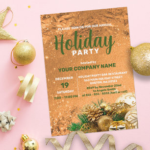 Invitation Décorations festives Gold Christmas Holiday Compan