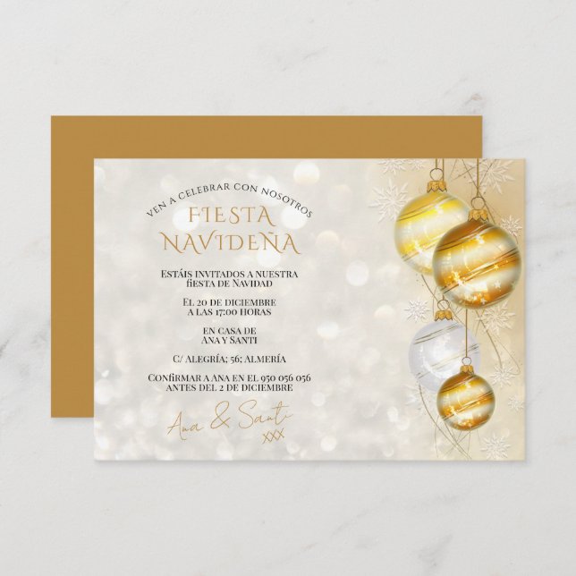 Invitation Décorative Pour Fête De Noël (Devant / Derrière)