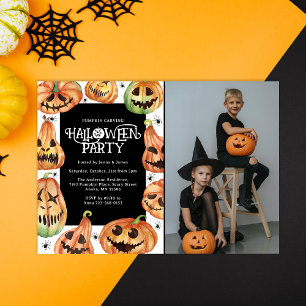 Invitation Découpage de citrouille Halloween Photo Anniversai