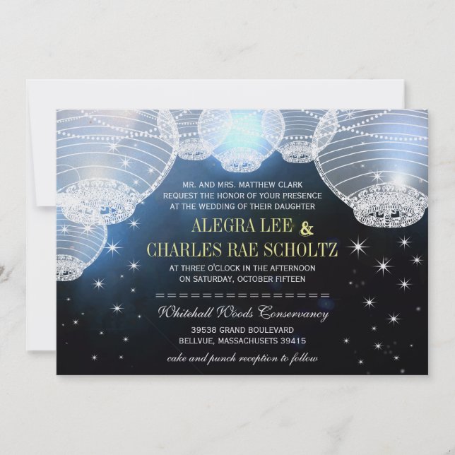 Invitation Découpe Mariage du soir en papier de la Marine (Devant)