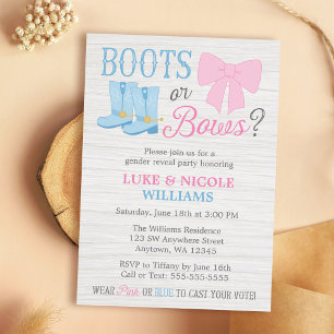 Invitation Découverte du sexe Bottes ou Rubans Baptême rusti