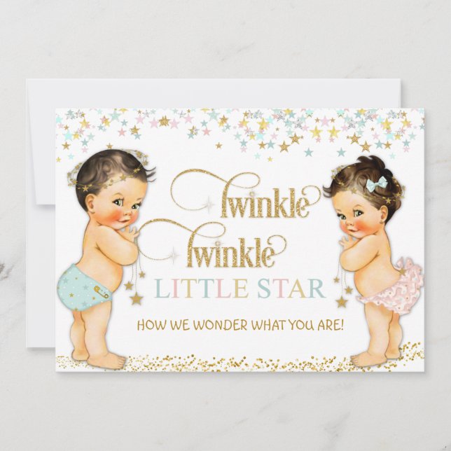 Invitation Découverte du sexe de bébé à travers Twinkle Littl (Devant)