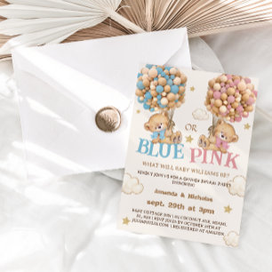 Invitation Découverte du sexe de l'ours en peluche bleu ou ro