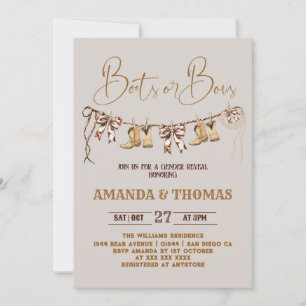 Invitation Découverte du sexe rustique Boots or Bows