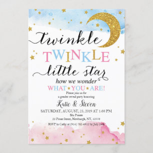 Invitation Découverte du sexe Twinkle Twinkle (Bleu & Rose)