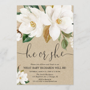 Invitation Découverte genre automne, kraft rustique blanc flo