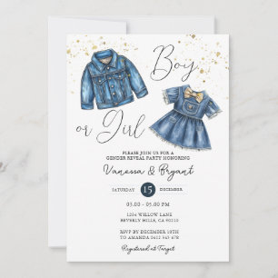 Invitation Découvrez le sexe de votre bébé avec un Jean Bleu