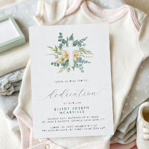 Invitation Dédicace de bébé Écriture Croisée de Verdure Moder
