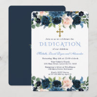 Dédicace de triplés Navy Blue Rose Floral Or