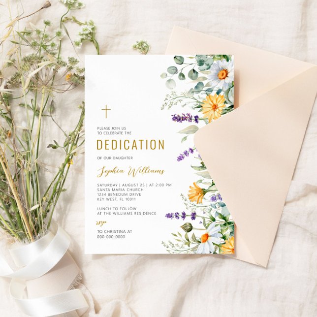 Invitation Dédication Fleur sauvage Chamomile & Eucalyptus (Créateur téléchargé)