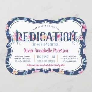 Invitation Dedication Florale Bébé, printemps