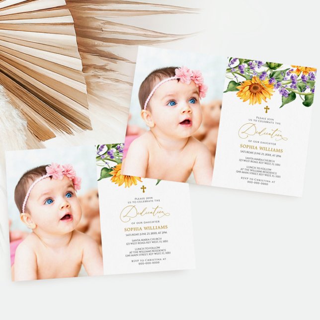 Invitation Dédication photo Rustique Sunflowers & Lavander (Créateur téléchargé)