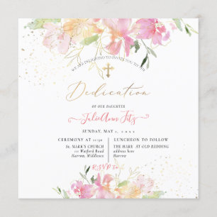 Invitation Dédication PixDezines Aquarelle Blush Sweet Peas