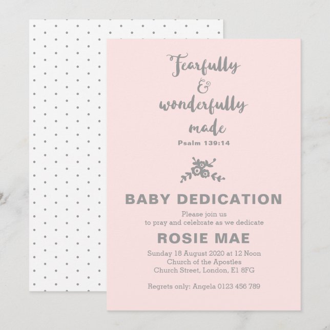 Invitation Dédication pour bébé avec une grande peur et merve (Devant / Derrière)