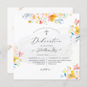 Invitation Dédication Rose d'été PixDezines Watercolor