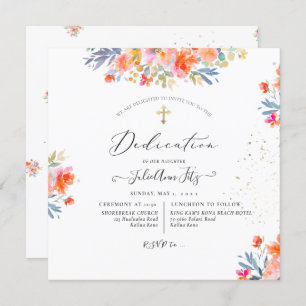 Invitation Dédication Rose d'été PixDezines Watercolor