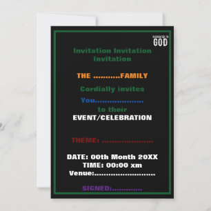 INVITATION DÉDIÉ À DIEU PERSONNALISABLE BLANC FROID TEXTE
