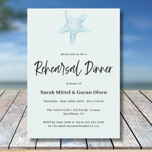 Invitation Deep Blue Sea Wedding Rehearsal Dinner (Créateur téléchargé)