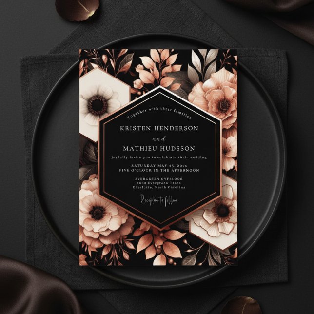 Invitation Deep Burgundy Floral Moody Wedding (Créateur téléchargé)