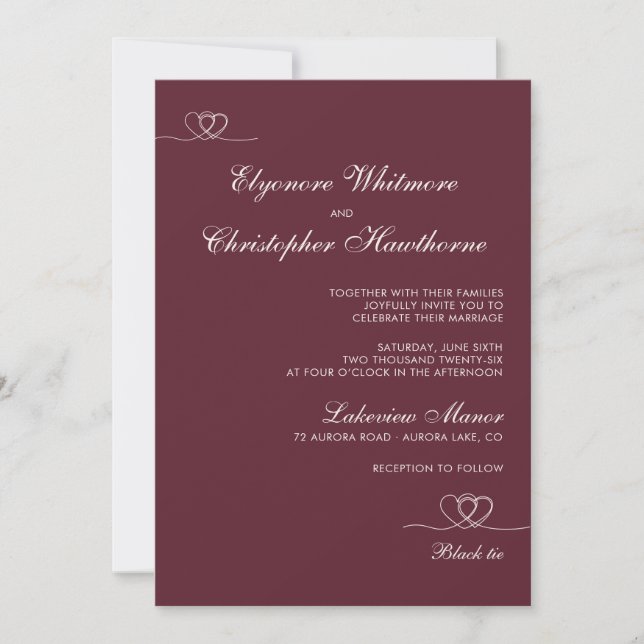 Invitation Deep Burgundy Modern Chic Mix and Match Wedding (Devant)