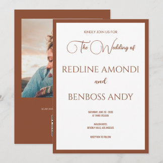 Invitation Deep Copper Minimalist Modern Calligraphy Wedding