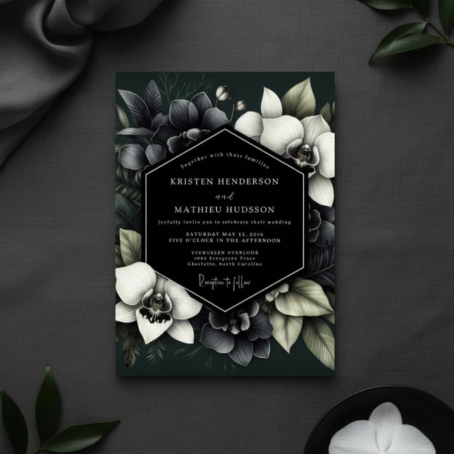 Invitation Deep Green Moody Bloom Wedding (Créateur téléchargé)