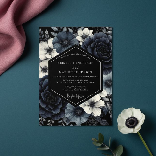Invitation Deep Navy Floral Opulence Wedding (Créateur téléchargé)