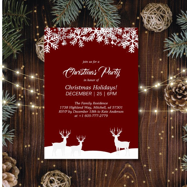 Invitation Deep Red Joyeux Noël Party (Créateur téléchargé)