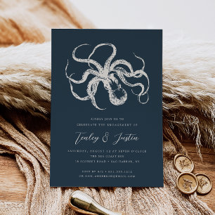 Invitation Deep Sea Elegant Vintage Nautical Engagement Party