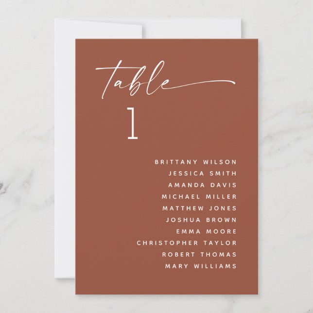 Invitation Deep Terracotta Fall Rustic Mariage Sein Chart (Devant)