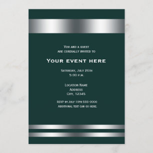 Invitation Deep Turquoise & Silver Elegant Diner Party Event