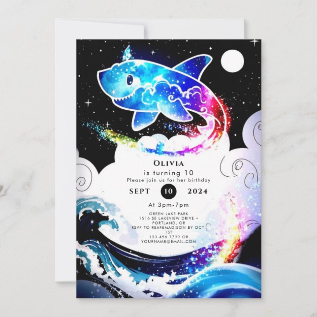 Invitation Deepsea Magic Simple Shark Anniversaire (Devant)