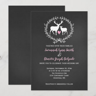 Invitation Deer Buck et Doe Chalkboard Mariage