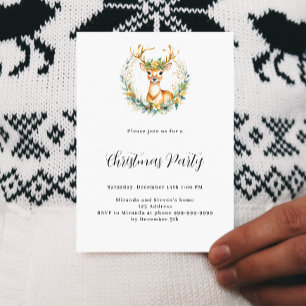 Invitation Deer green simple nordique luxe Noël Party