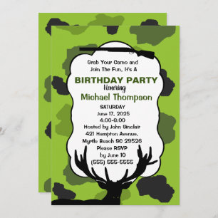 Invitation Deer Hunter Camouflage Anniversaire