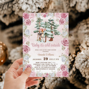 Invitation Deer rose bébé fille douche