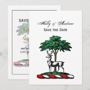 Invitation Deer Stag par arbre Heraldic Crest Emblem