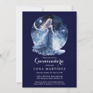 Invitation Déesse céleste Starry Night Sky Quinceañera