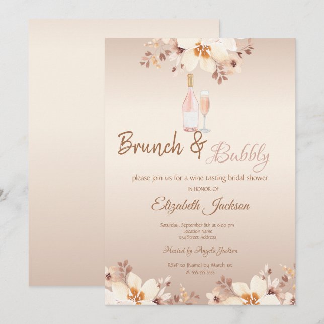 Invitation Défilé de ChampagneBeige Brunch et Bubbly Enterrem (Devant / Derrière)