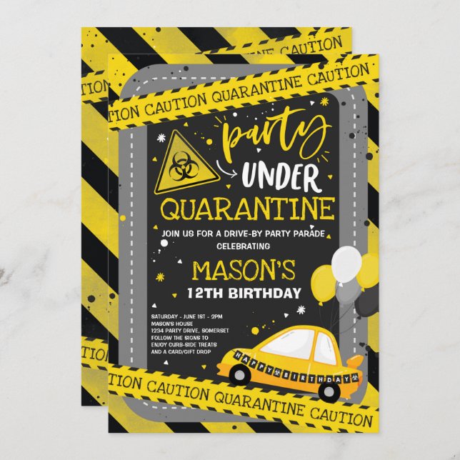 Invitation Défilé de fête d'anniversaire de la quarantaine (Devant / Derrière)