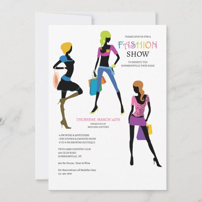 Invitation Défilé de mode Mod Girls (Devant)
