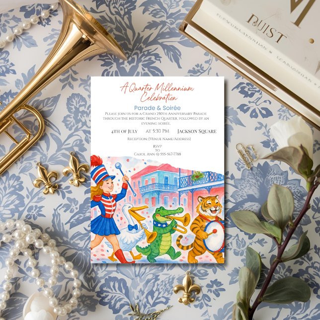 Invitation Défilé du groupe de majorettes pour le 250e annive (250th Anniversary Marching Band Parade & Soirée Invitation)