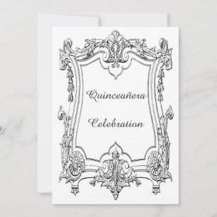 Invitation Défilement français vintage Quinceañera Double fac